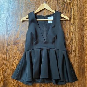 C/Meo Collective Black Satin Peplum Top - Size M